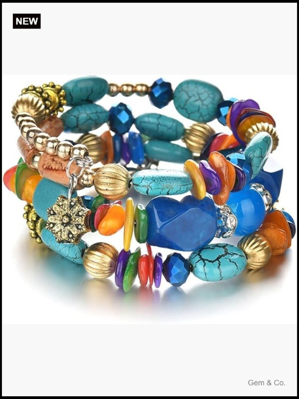 Boho Multilayer Agate Bead Charm Bracelet Adjustable Yoga Jewelry